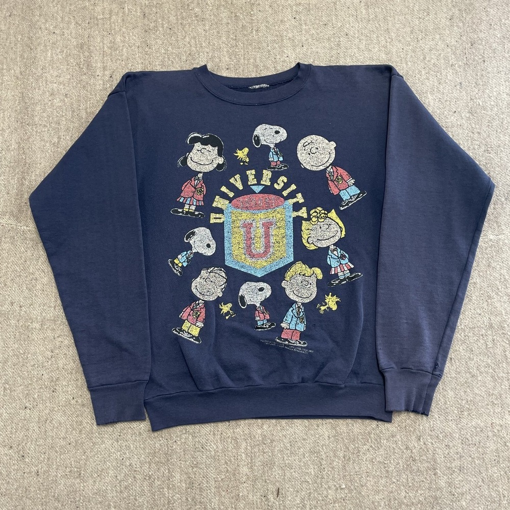 vintage Peanuts University U sweatshirt mens medium blue 1980s‎